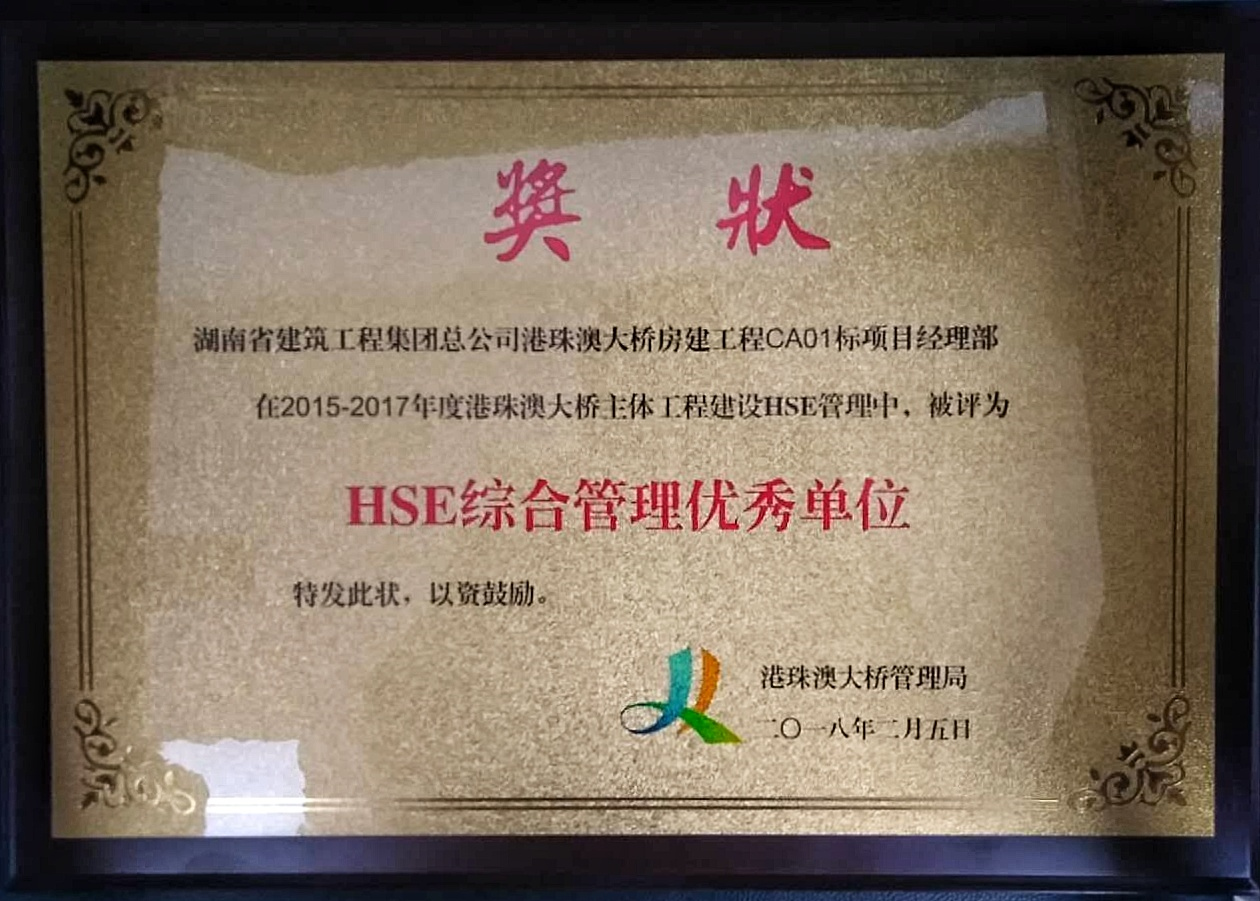 HSE综合管理优秀单位（2018年）